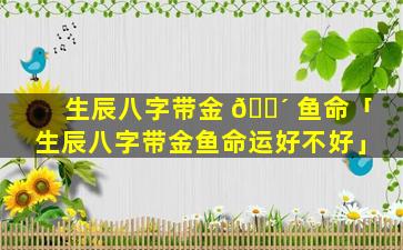 生辰八字带金 🌴 鱼命「生辰八字带金鱼命运好不好」